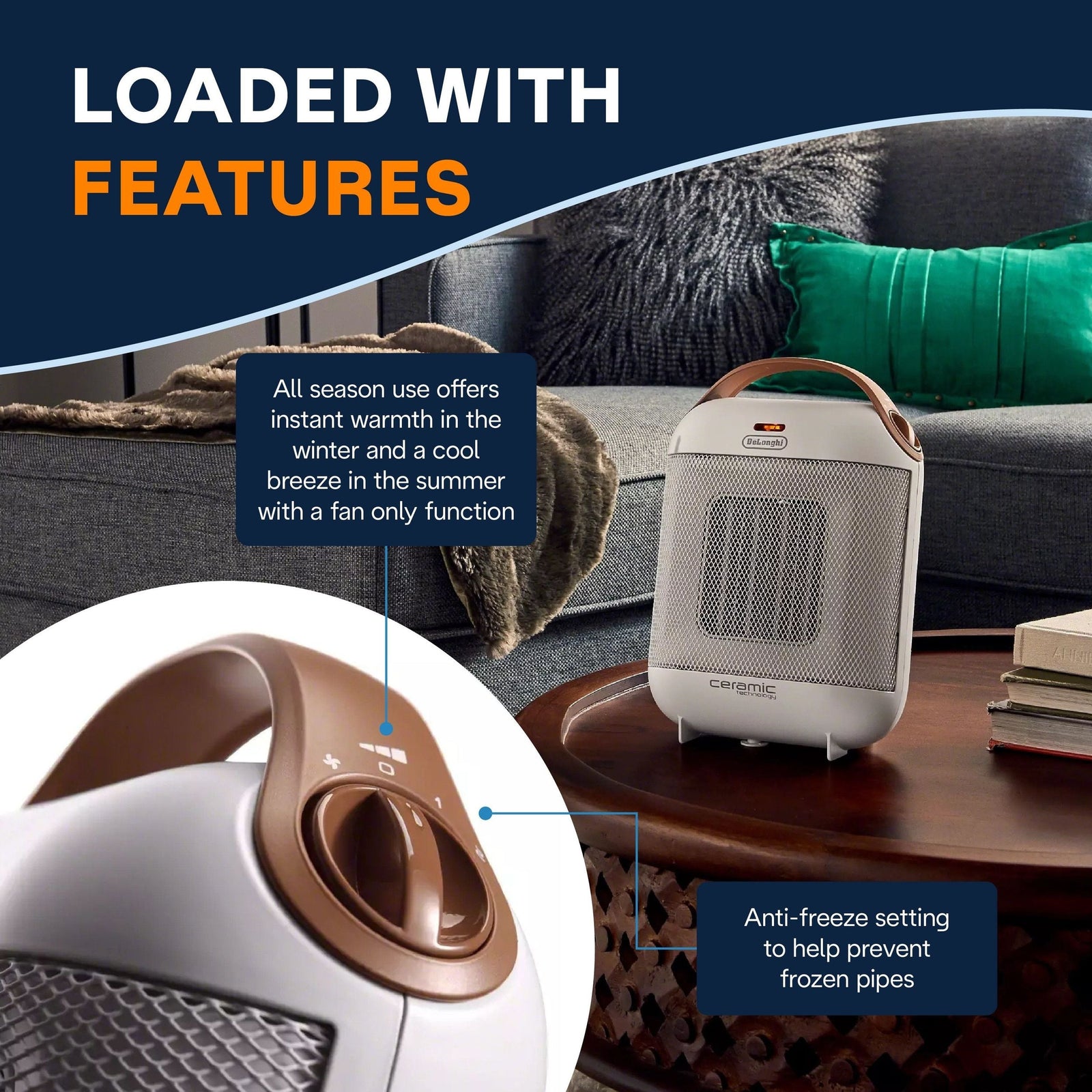 HFX30C15WCA Capsule Ceramic Fan Heater, White N9N5 - product image 7