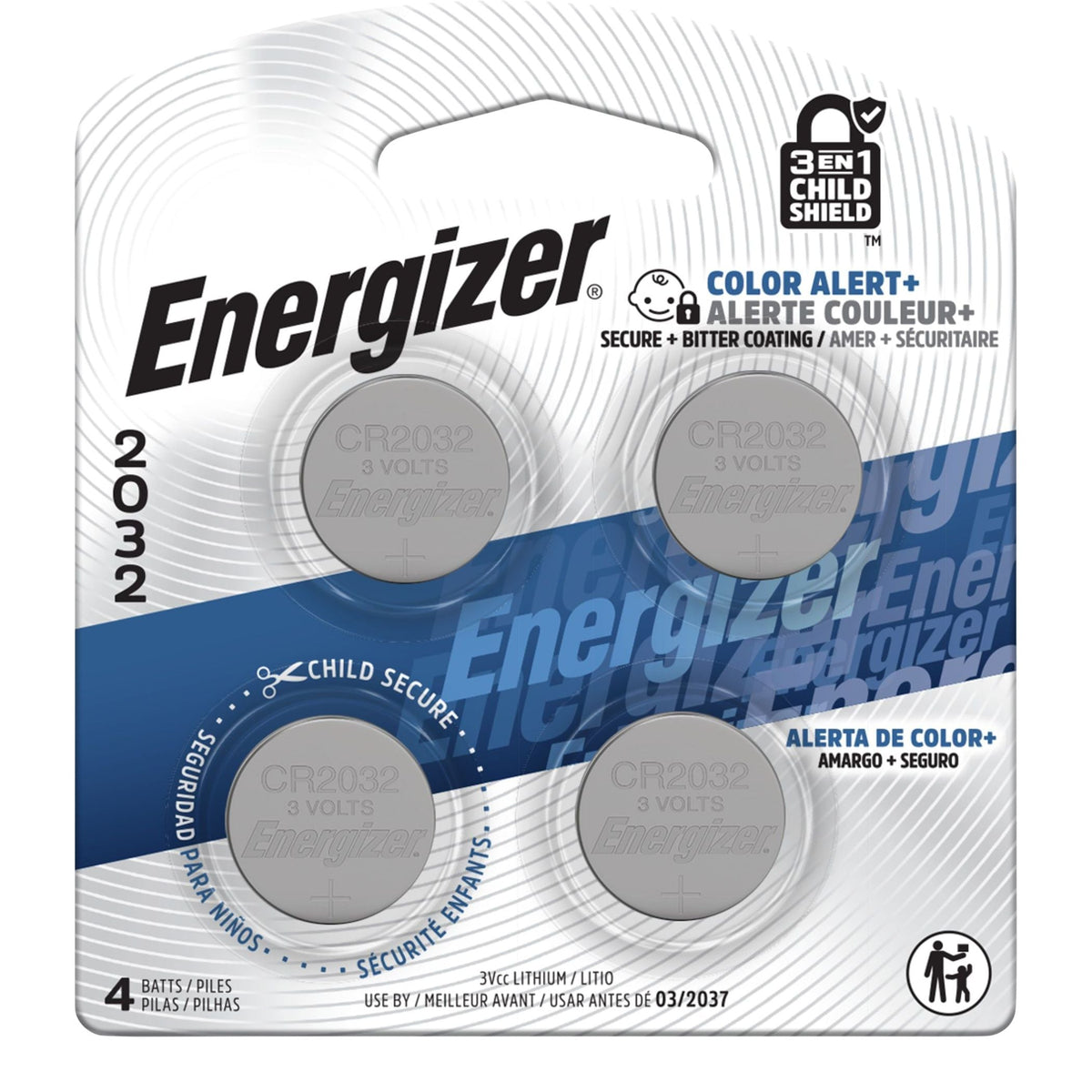 4-pk CR2032 3V / 3 Volt Lithium Coin Cell Batteries, Long Lasting T4R4 - product image 1