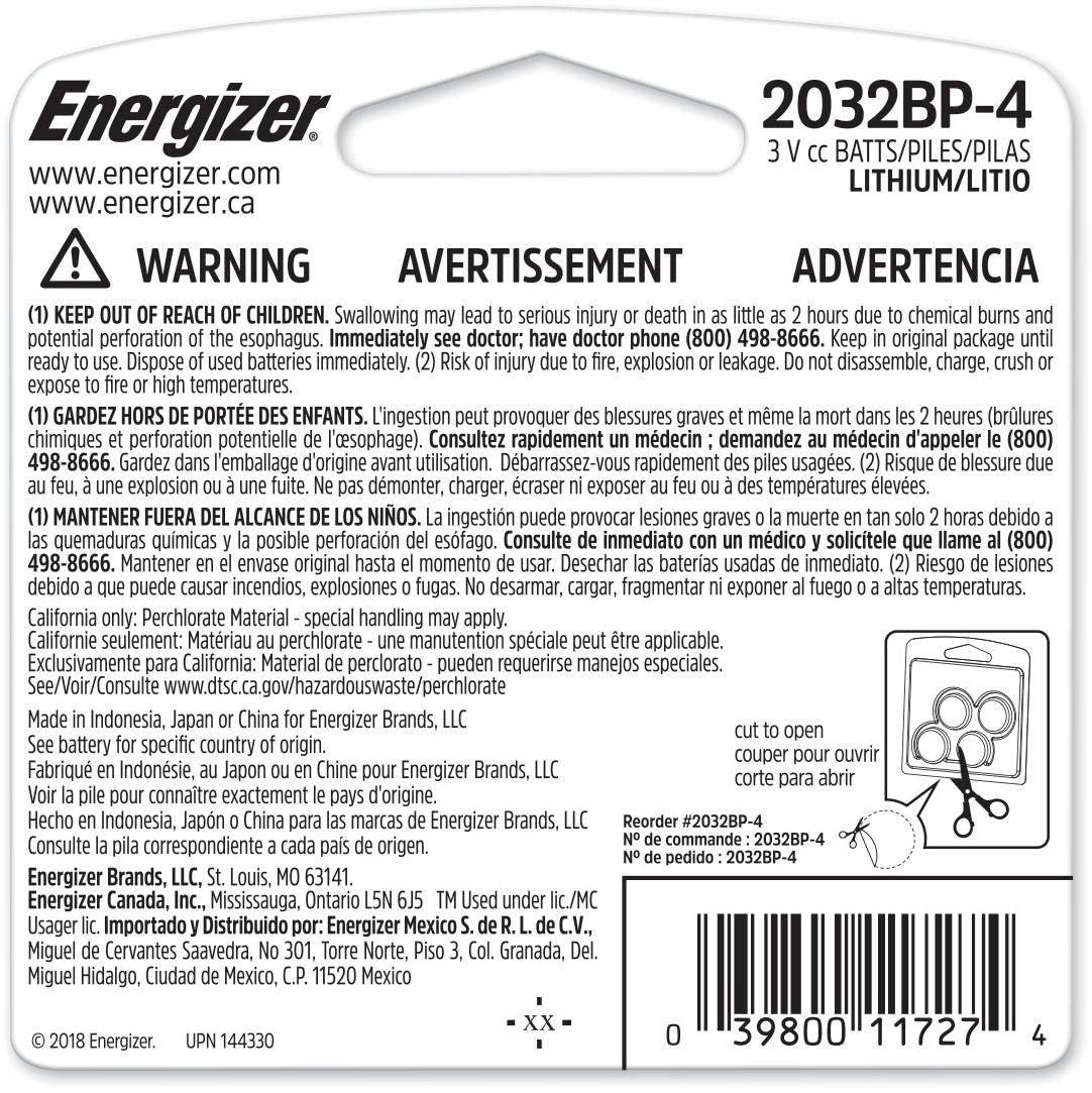 4-pk CR2032 3V / 3 Volt Lithium Coin Cell Batteries, Long Lasting T4R4 - product image 3