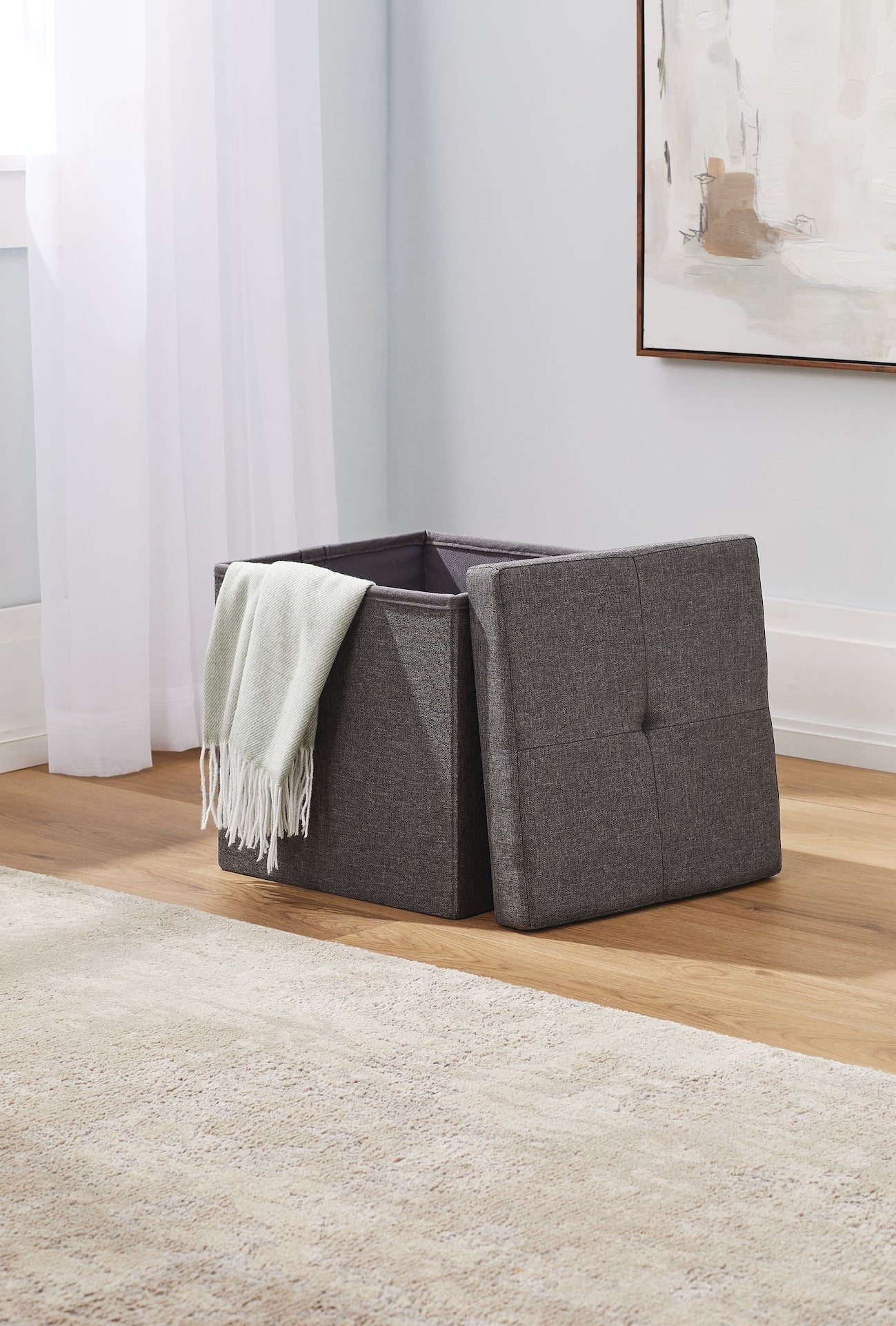 Folding Storage Ottoman, Grey M1J1 - product image 1