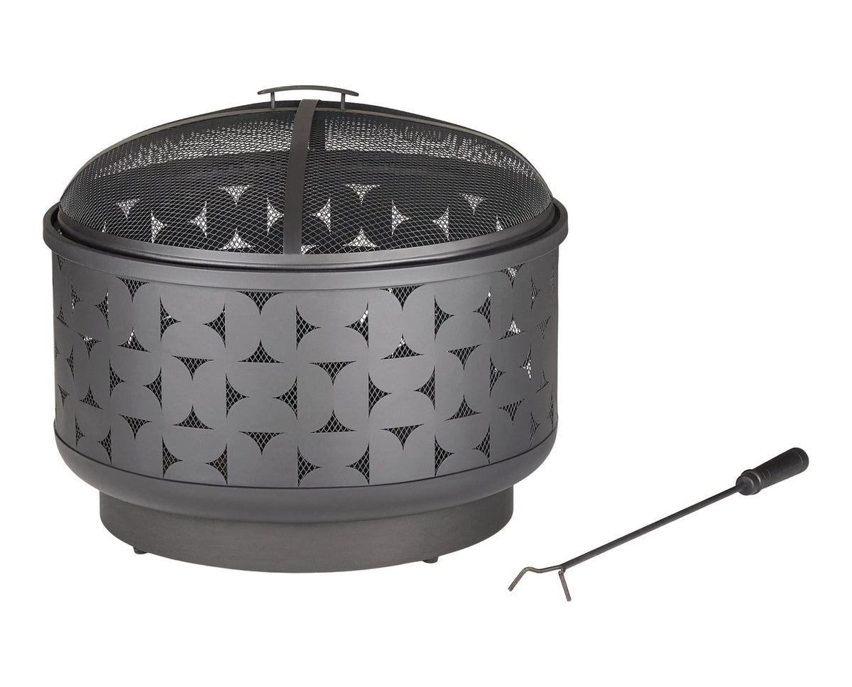 Round Outdoor Wood Burning Fire Pit, Steel, Black, 24-in N0L6 - product image 1