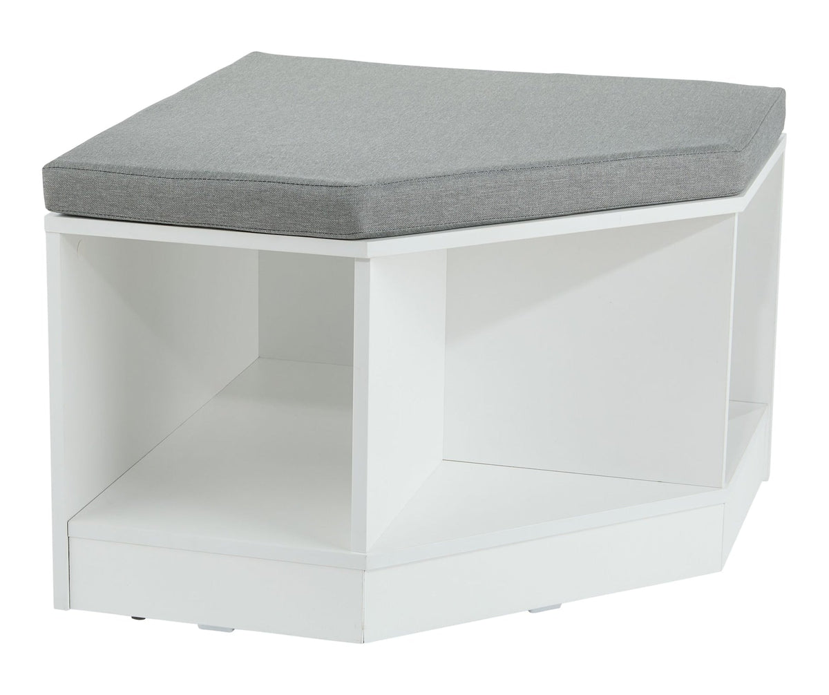 Space Saving Corner Bench with Storage, White/Grey J8Q8 - product image 1