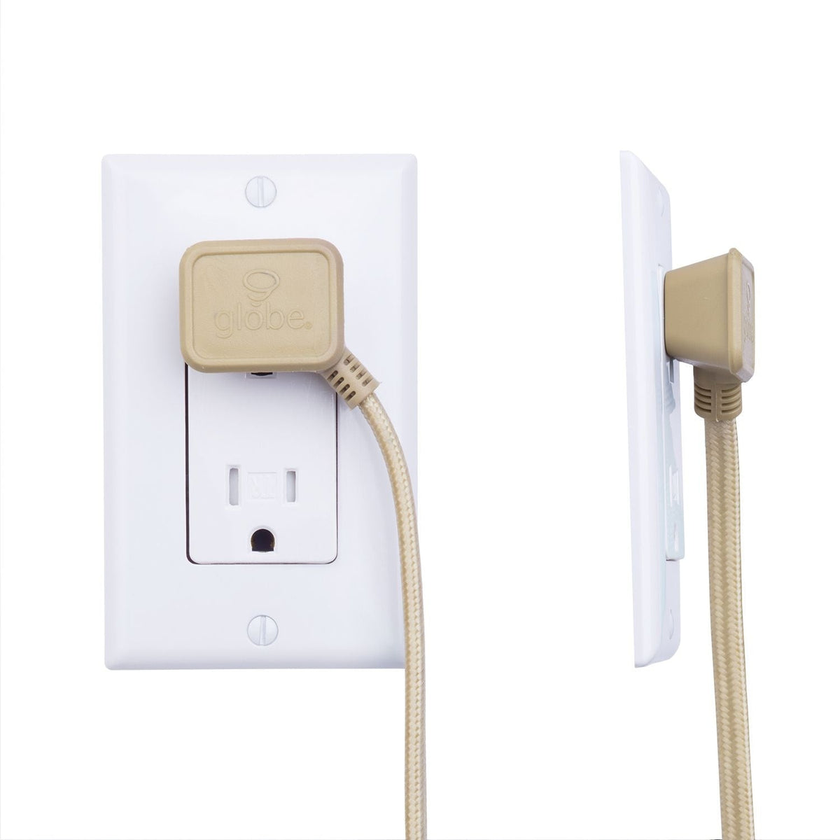 9-ft 16/2 Fabric Extension Cord, Right Angle Plug, 3 Outlets, Gold A4W5 - product image 6