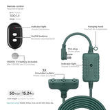 Electric 50-ft 14/3 Outdoor Power Cord with Wireless Remote & 3 Grounded Outlets, Green F5A3 - product image 6