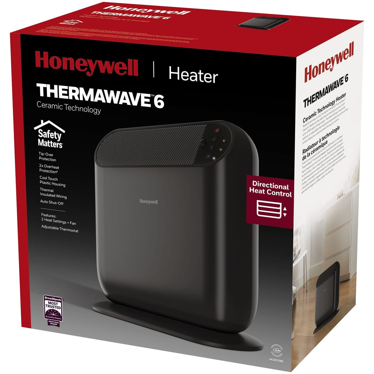 ThermaWave 6 Ceramic Space Heater, 1500W, Black Z6Y0 - product image 5
