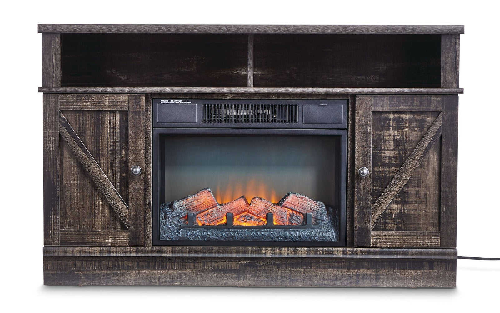 Media Electric Fireplace TV Stand, 44.5-in, 1500W, Brown Q9D0 - product image 1