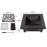 Square Wood Burning Fire Pit in Black, 34-in Z8V3 - product image 5