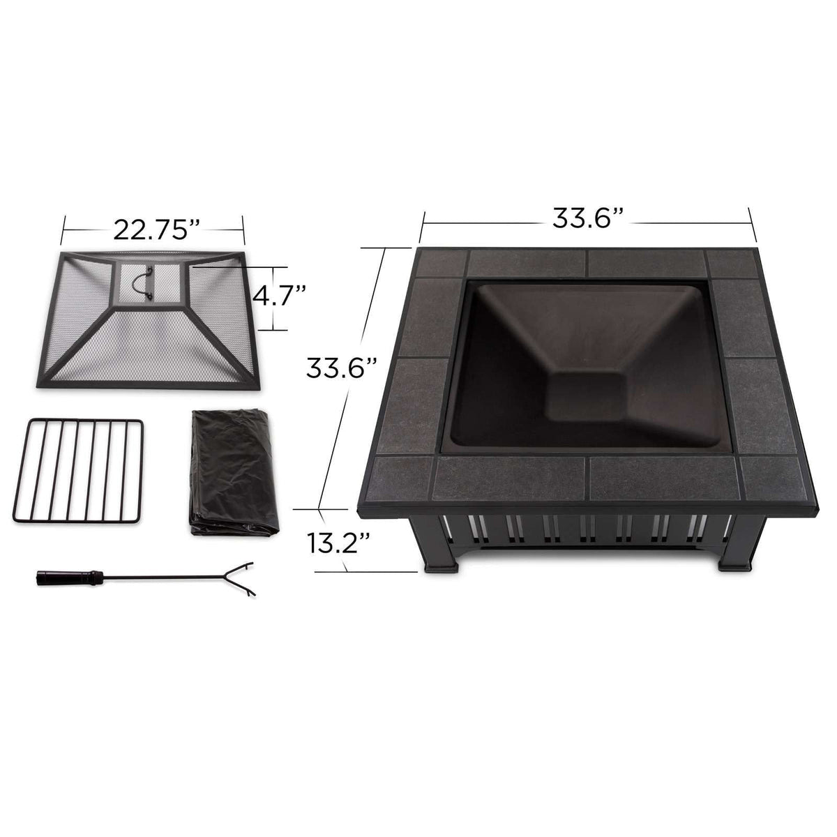 Square Wood Burning Fire Pit in Black, 34-in Z8V3 - product image 5