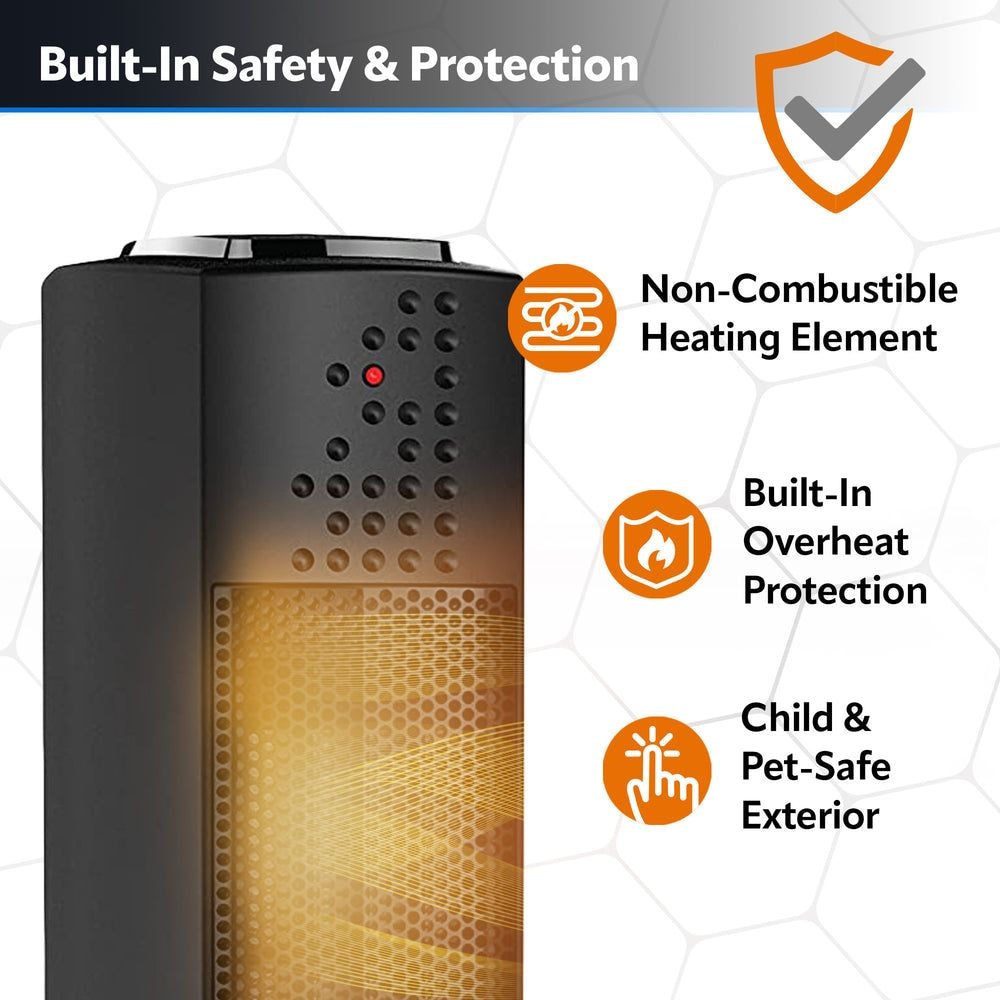Ultra Slim Tower Ceramic Space Heater, 1500W, Black E2I0 - product image 7