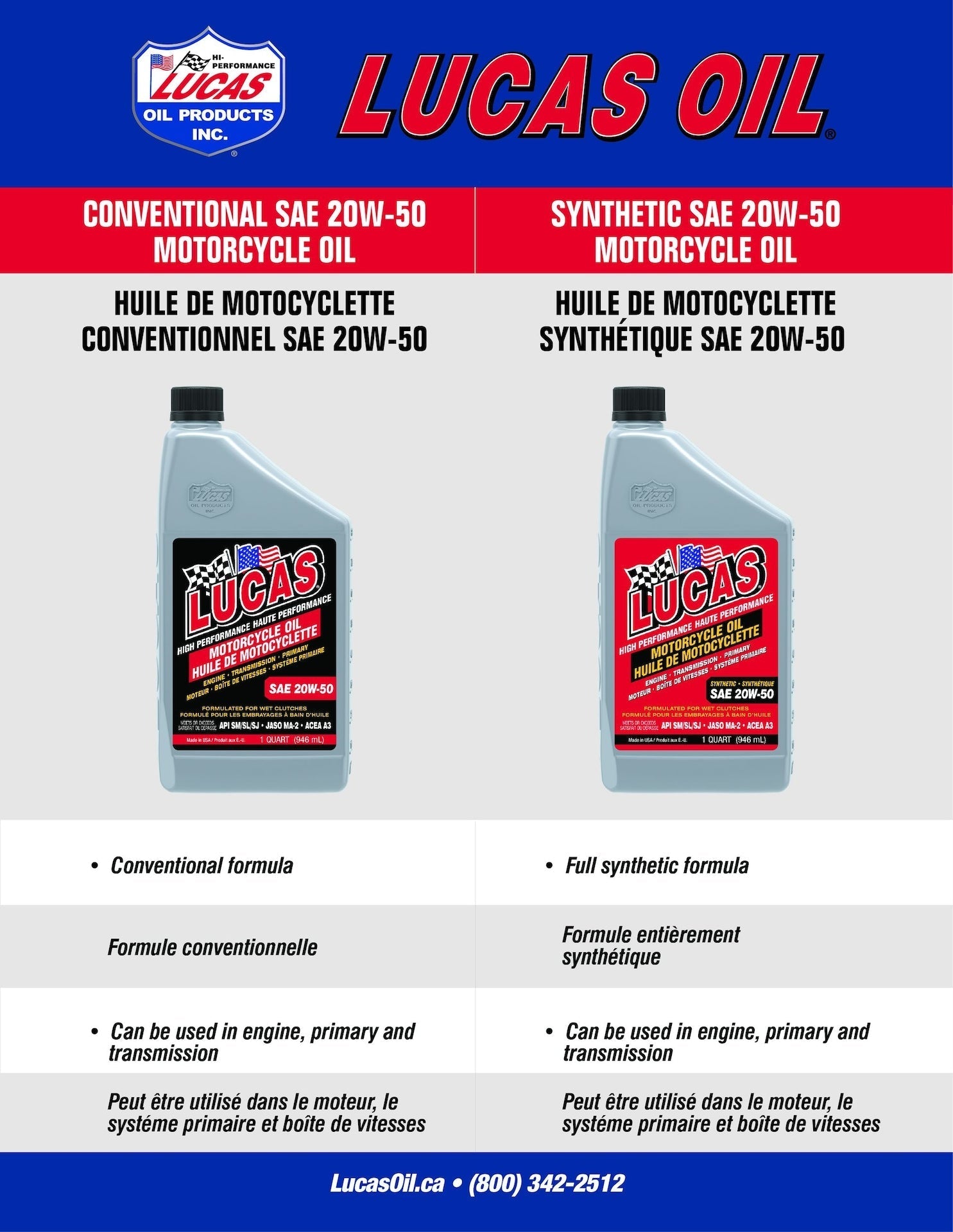 SAE 20W-50 High Performance Motorcycle Oil, 946-mL L0X9 - product image 4