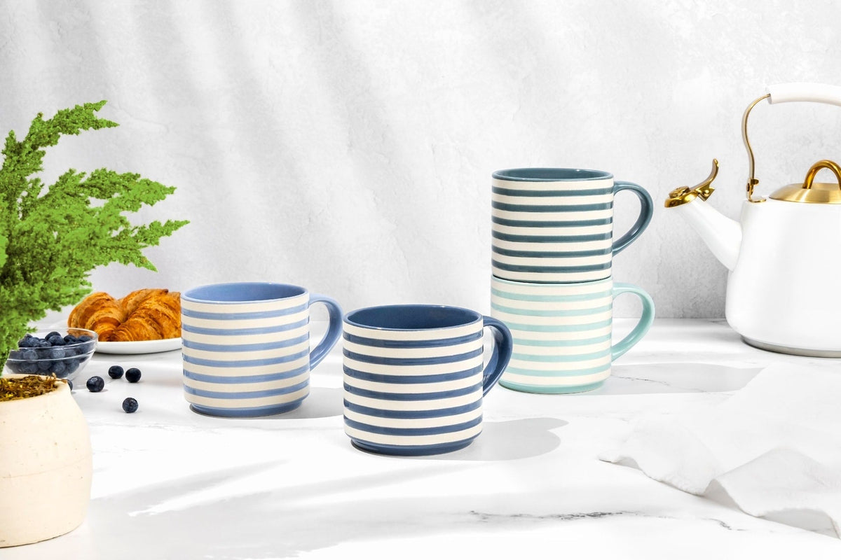 Blue Strip Stackable Mugs, Assorted Colours, 4-pk G6Z7 - product image 7