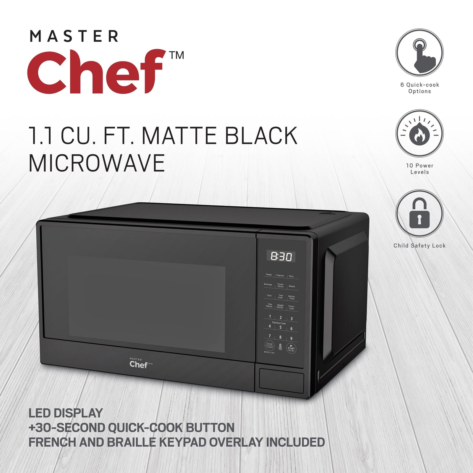 Matte Microwave, Black, 1.1-cu-ft A1F0 - product image 6