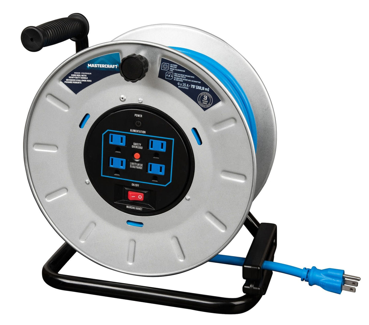 75-ft 15A Retractable Extension Cord Reel B9F5 - product image 3