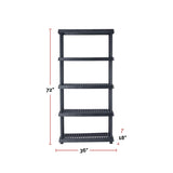 Adjustable 5-Shelf Resin/Plastic Storage Rack/Shelving Unit, 36 x 18 x 72-in B3Y4 - product image 8