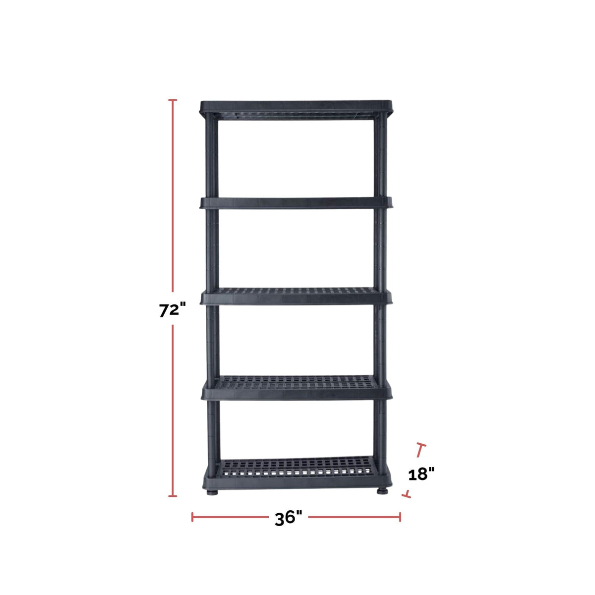 Adjustable 5-Shelf Resin/Plastic Storage Rack/Shelving Unit, 36 x 18 x 72-in B3Y4 - product image 8