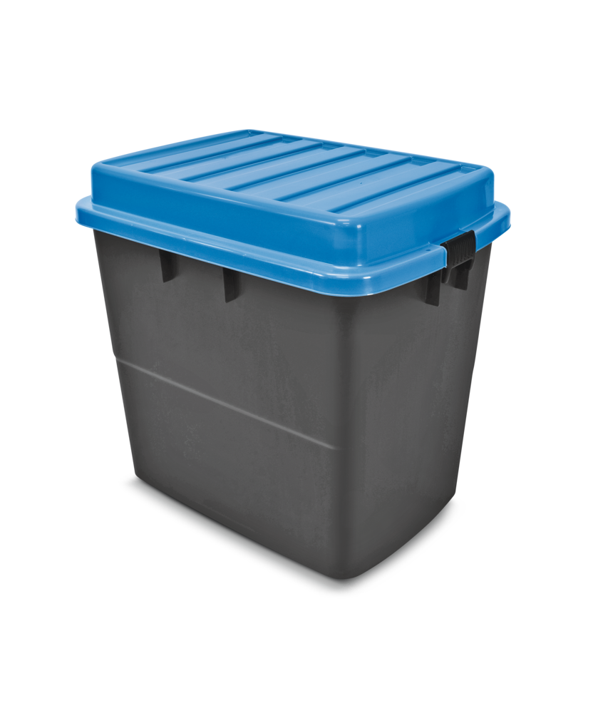 Heavy Duty Storage Box with Wheels and Latched Lid, 210-L, Black/Blue N6J8 - product image 1