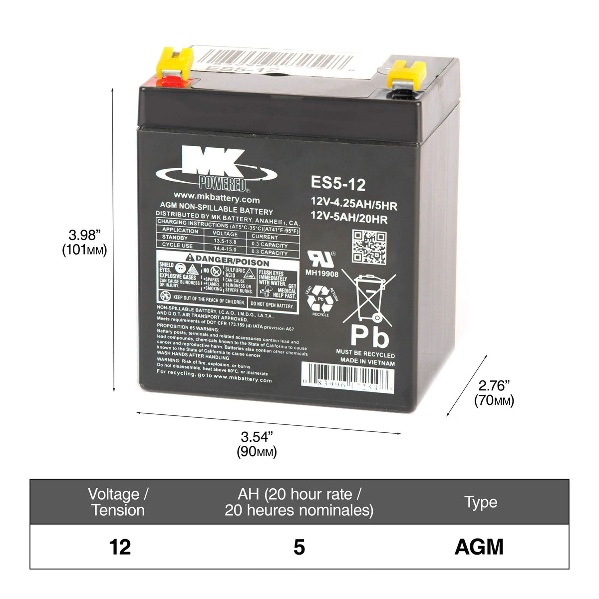 Battery 12-Volt 5 Ah SLA Battery, F2 Terminal N5G4 - product image 1