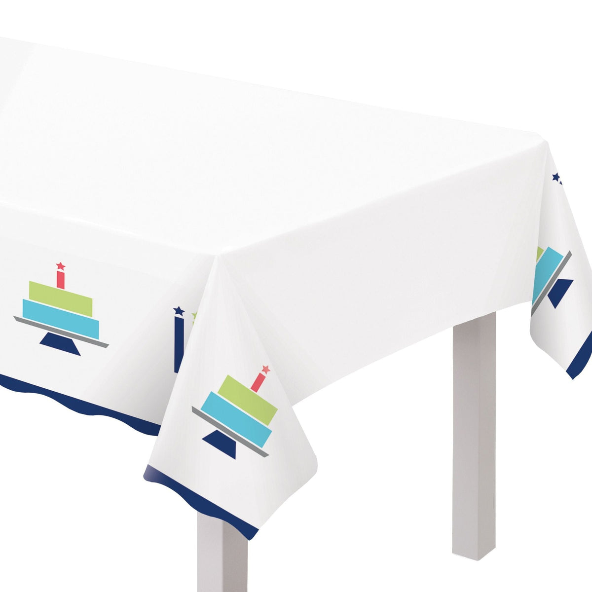 Modern Birthday Cake Reusable Plastic Table Cover, 54x102-in, For Indoor/Outdoor Use J4Y4 - product image 1