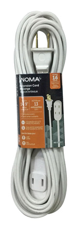 14-ft 9-in 16/2 Indoor Extension Cord, Light-Duty, 3 Outlets, White Z8S7 - product image 1