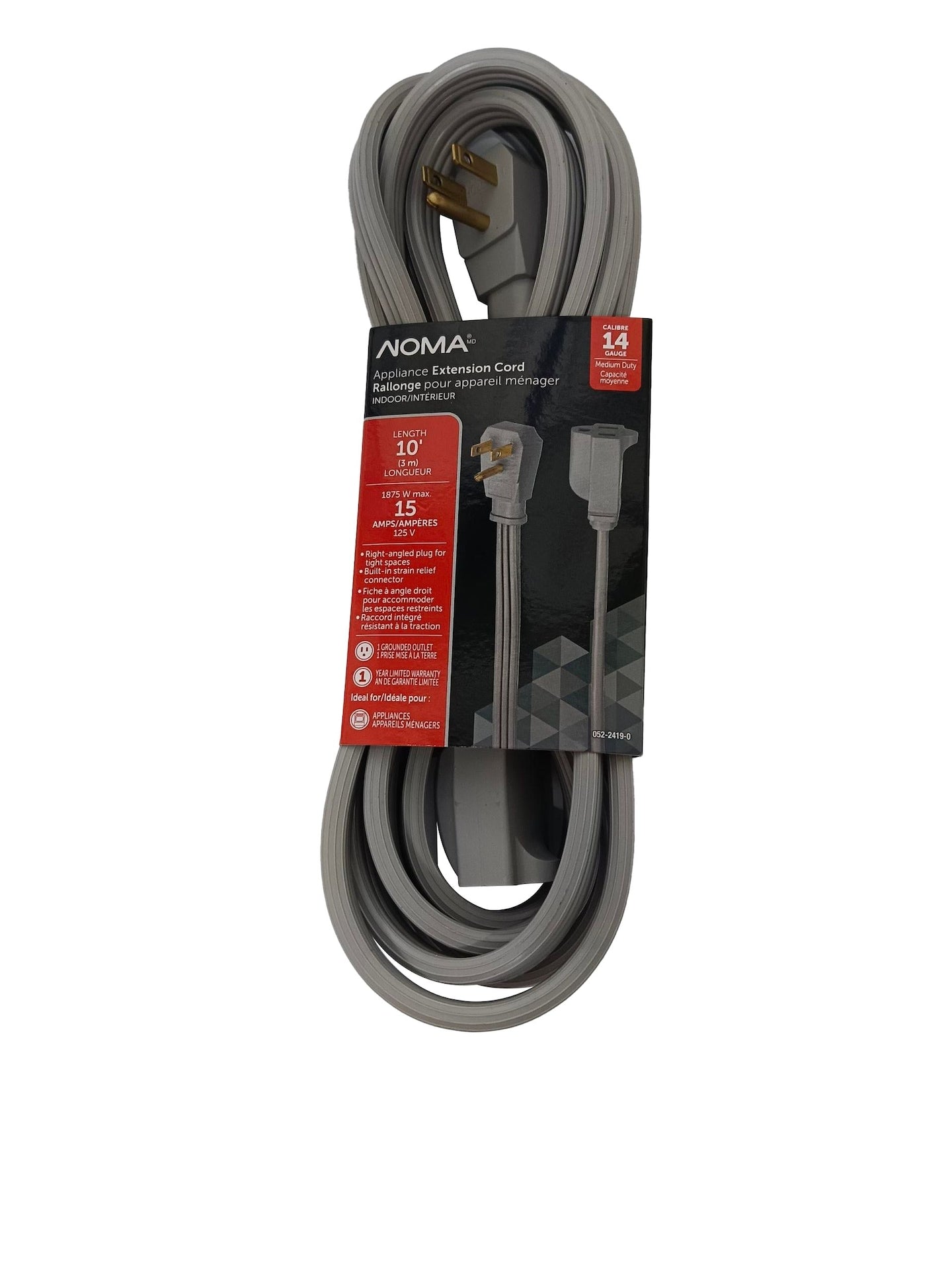 14/3 15 Amp Appliance Extension Cord, Grey U3O7 - product image 1