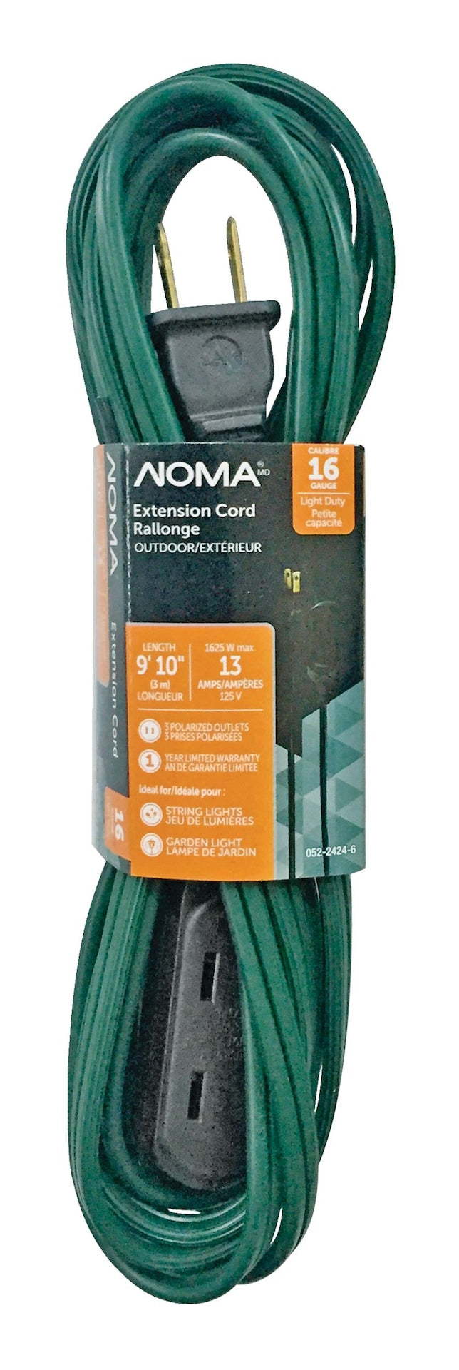 16/2 Outdoor Extension Cord with 3 Outlets, Green Q4Q6 - product image 1