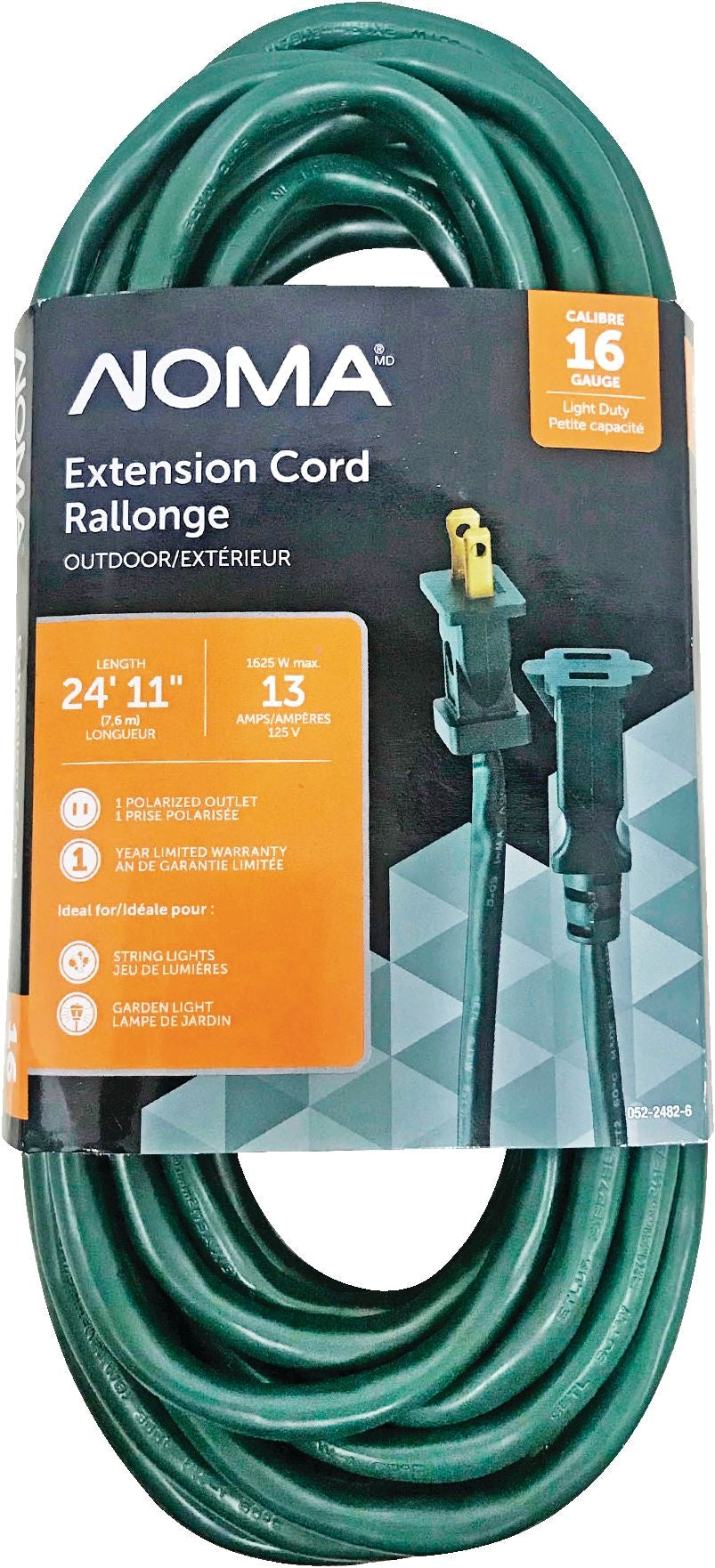 24-ft 11-in 16/2 Outdoor Extension Cord with 1 Outlet, Green O1D1 - product image 1