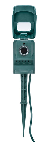 3-Outlet Outdoor Power Stake with 6-ft Cord and Timer, Green W3I6 - product image 2