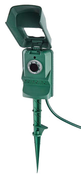 3-Outlet Outdoor Power Stake with 6-ft Cord and Timer, Green H1F9 - product image 3