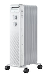 3-Setting Mechanical Oil Filled Heater with Adjustable Thermostat, Castors & Handle, 1500W, White W7G1 - product image 1