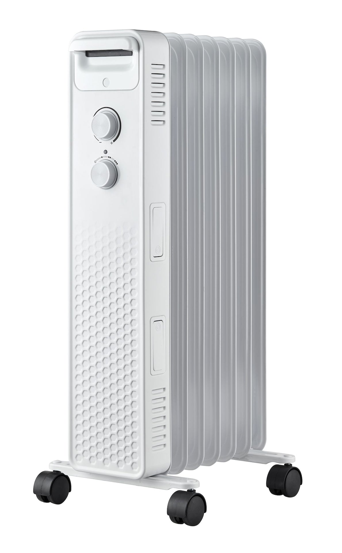 3-Setting Mechanical Oil Filled Heater with Adjustable Thermostat, Castors & Handle, 1500W, White W7G1 - product image 1