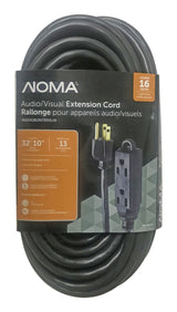 32-ft 10-in 16/3 Light Duty Extension Cord with 3 Grounded Outlets. Audio / Visual, Black R5R4 - product image 1