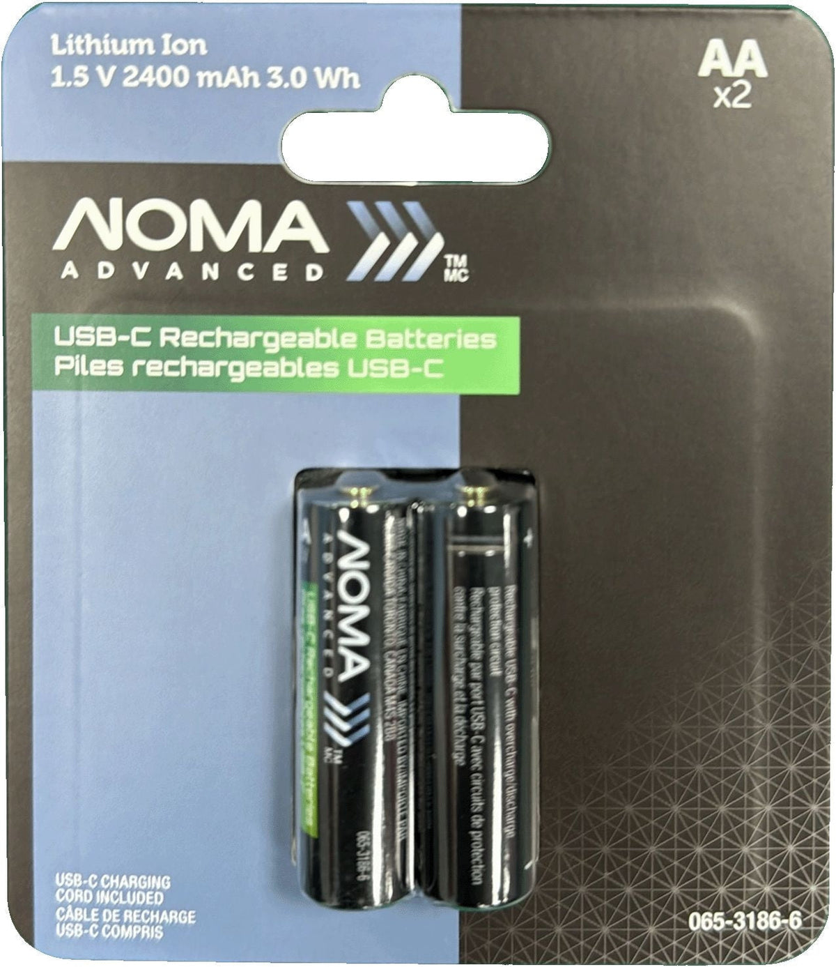 Advanced 2400 mAh USB C-Type Rechargeable Li-Ion Batteries, 2-pk K2V2 - product image 4