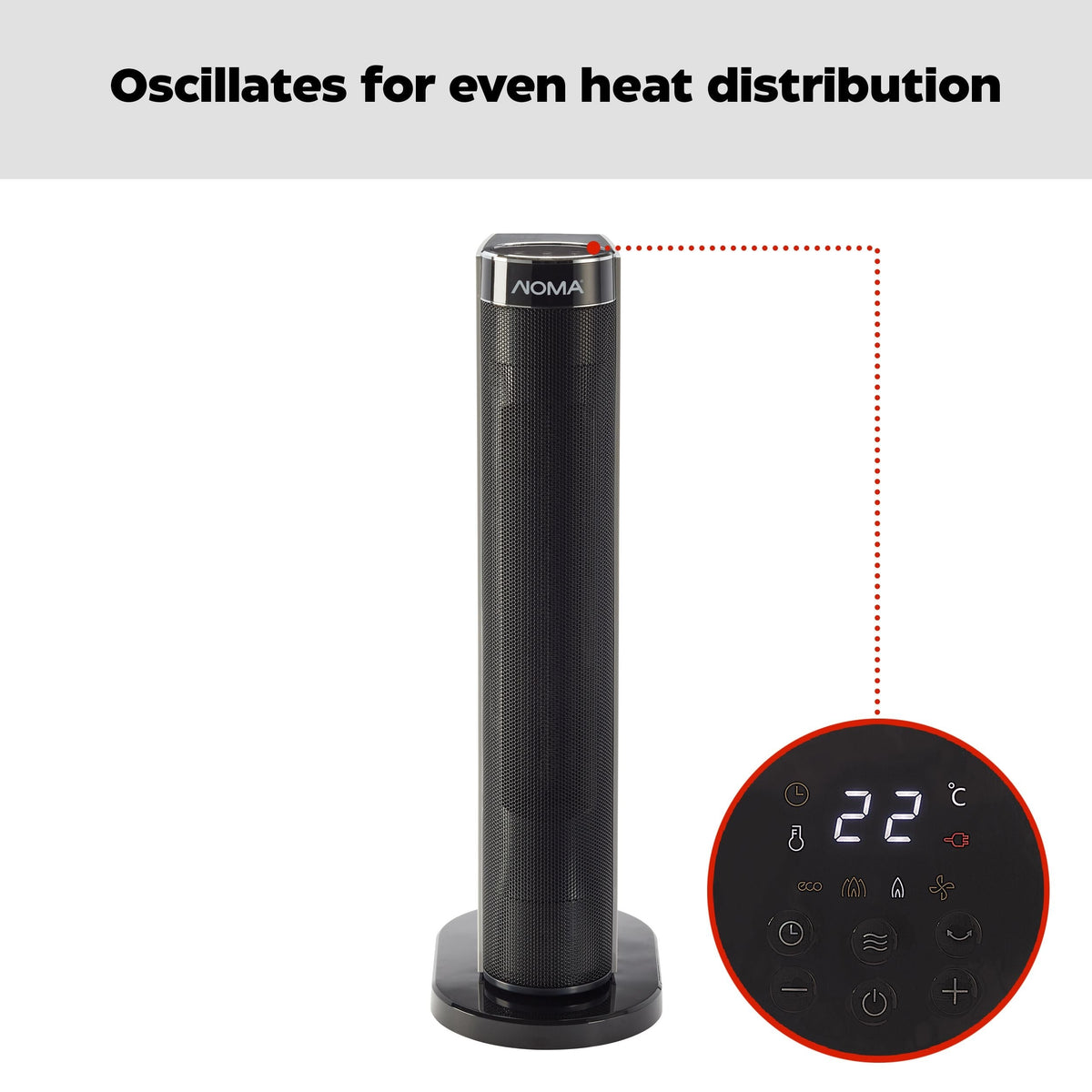Digital Tower Ceramic Heater withRemote Control & Thermostat, 1500W, White, 24-in F7L5 - product image 7