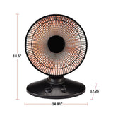 Oscillating Parabolic Dish Portable Radiant Electric Space Heater, 1000W, Black G2W5 - product image 5