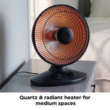 Oscillating Parabolic Dish Portable Radiant Electric Space Heater, 1000W, Black G2W5 - product image 7