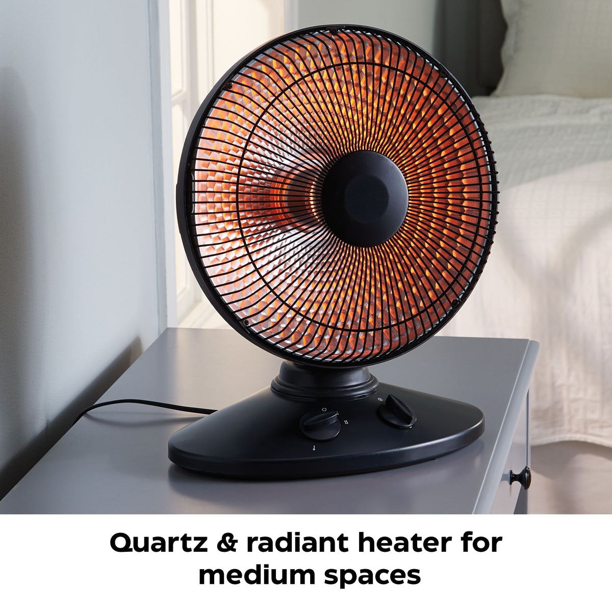Oscillating Parabolic Dish Portable Radiant Electric Space Heater, 1000W, Black G2W5 - product image 7