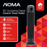 Oscillating Tower Ceramic Heater withRemote Control & Thermostat, 1500W, Black, 30-in O9Y1 - product image 6