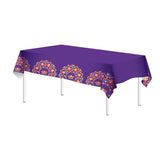 Patterned Rectangle Plastic Reusable Table Cover, Multi-Coloured, 51x87-in, for Diwali A8X7 - product image 1