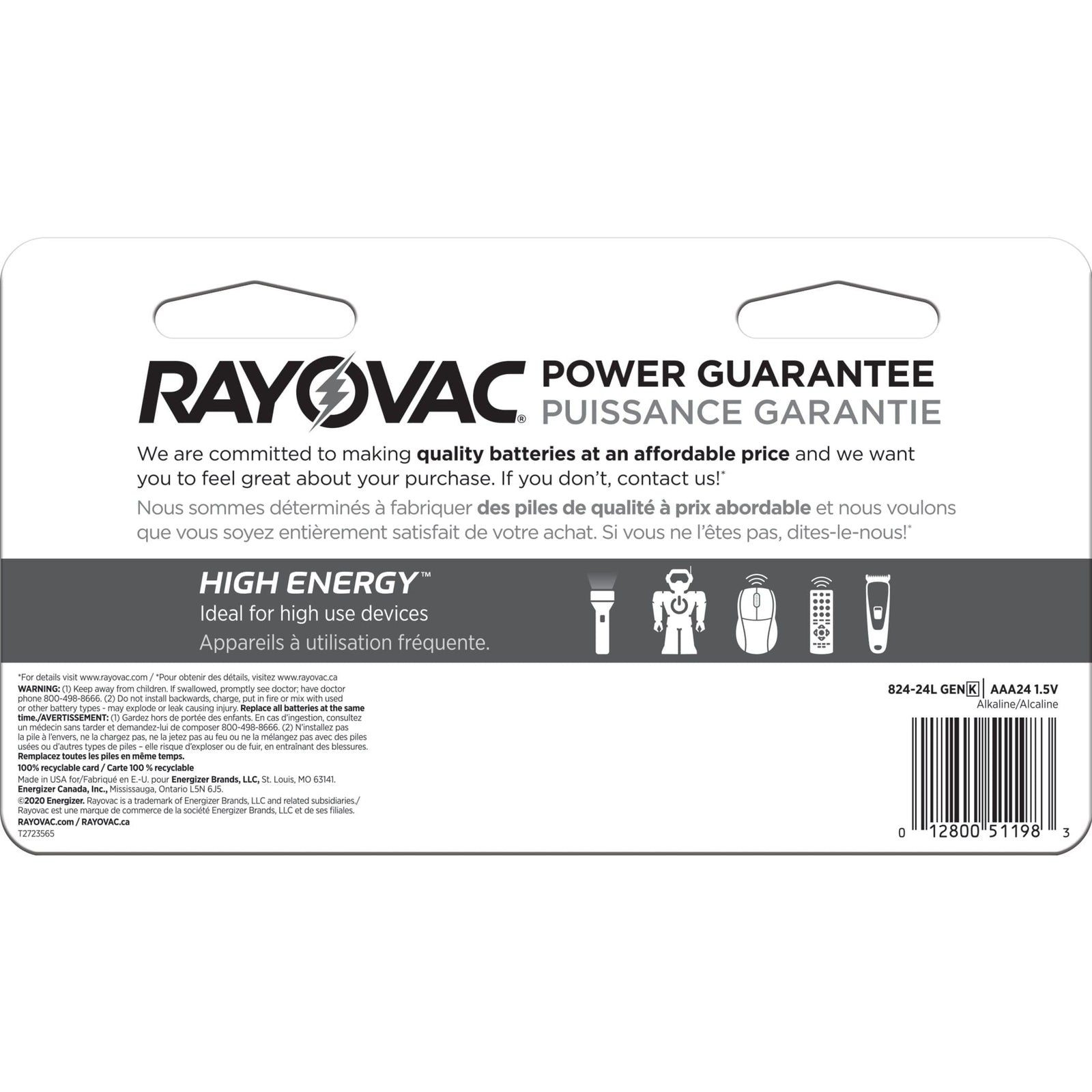 HIGH ENERGY AAA Alkaline Batteries, Long Lasting, All Purpose, 24-Pk T8S2 - product image 3