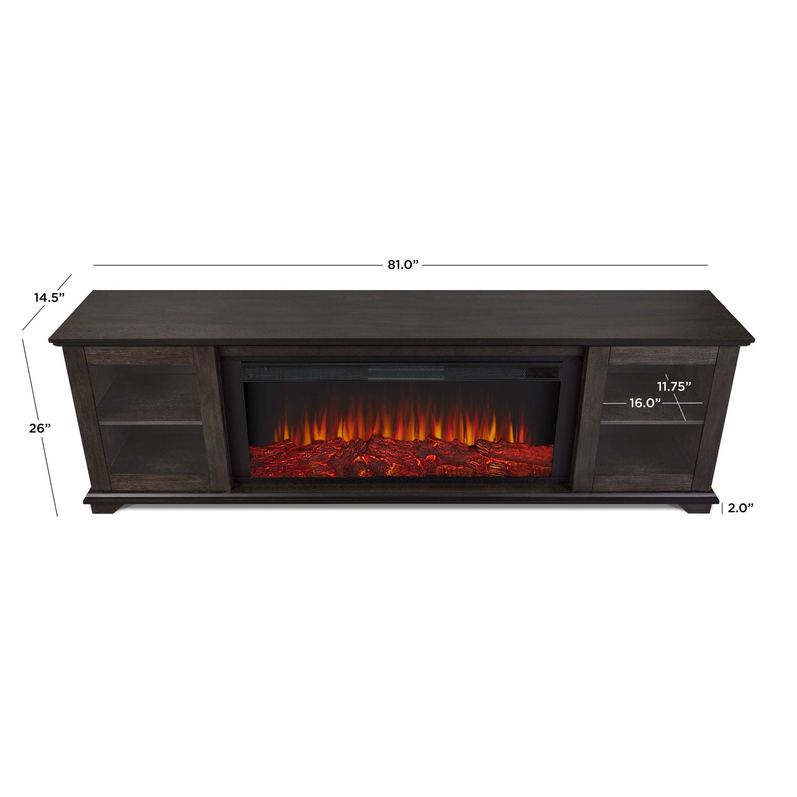 Flame Benjamin Landscape Electric Fireplace TV Stand, 81-in, 1500W, Includes Remote Control, Weathered Wood A4I8 - product image 7
