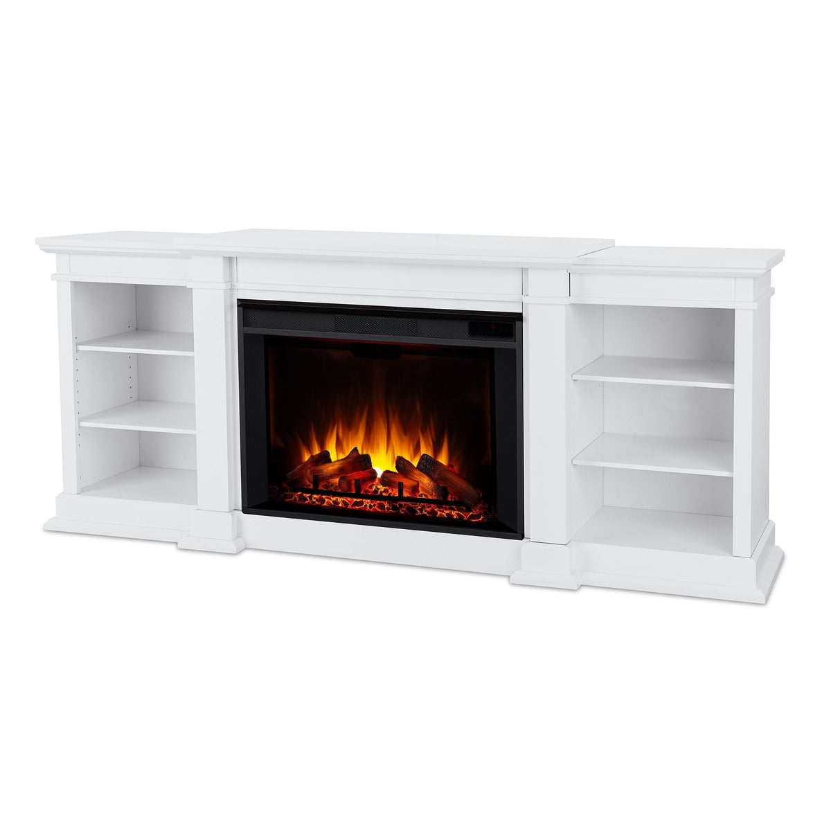 Flame Eliot Grand Entertainment VividFlame Media Indoor Electric Fireplace TV Stand, 1500W, Includes Remote Control & Firebox, White T3X6 - product image 1