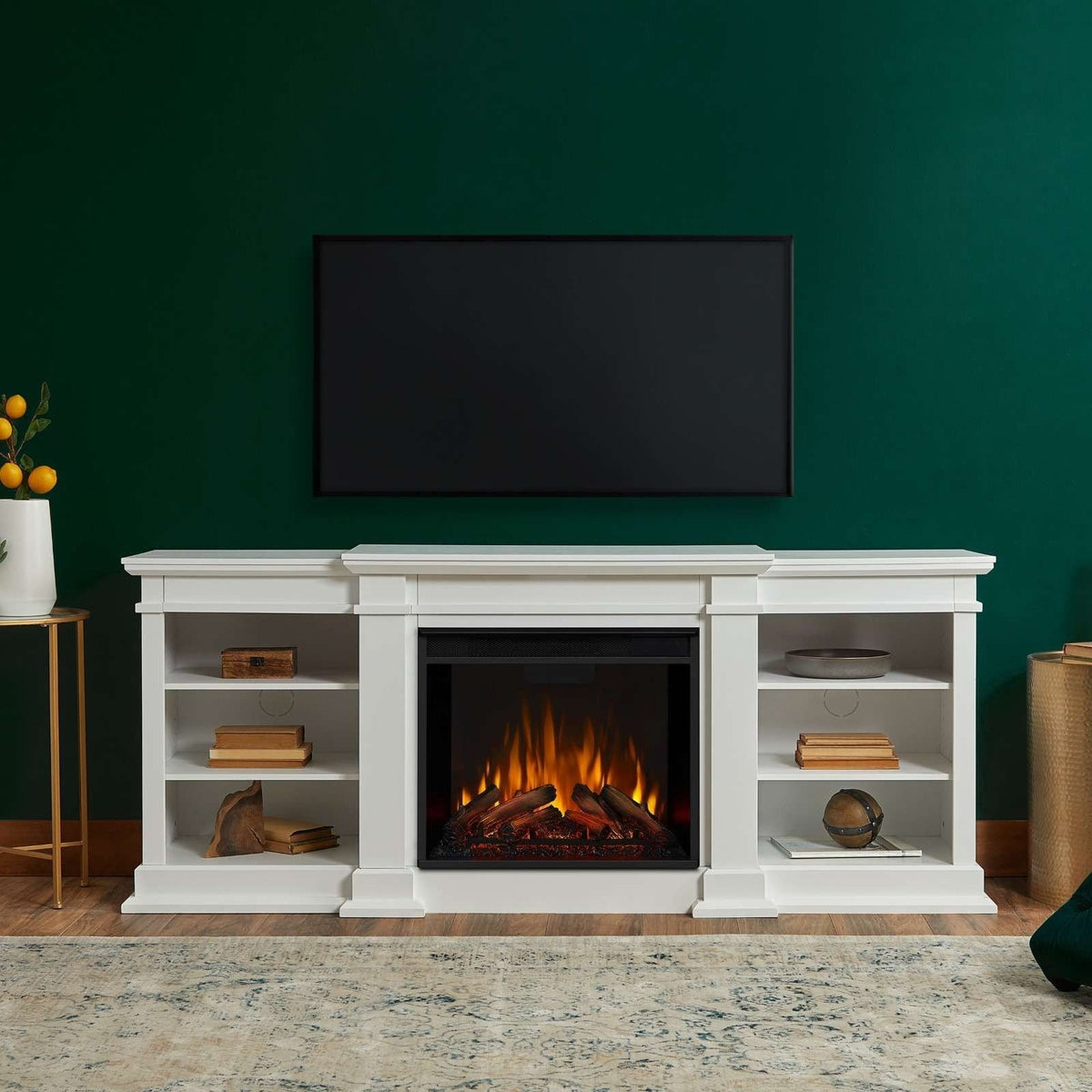Flame Fresno Electric Media Indoor Electric Fireplace TV Stand, 72-in, 1500W, White Z6M3 - product image 7