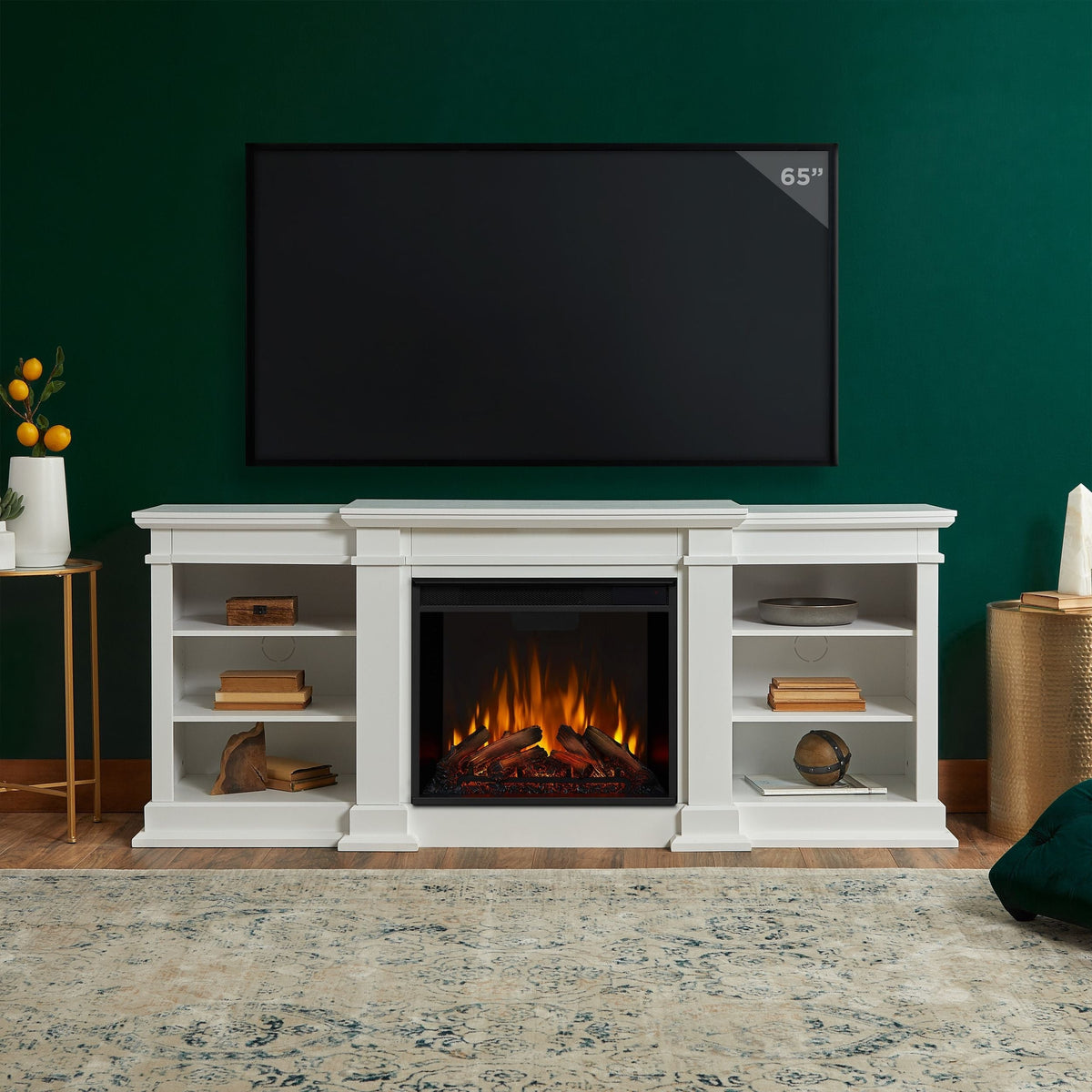Flame Fresno Electric Media Indoor Electric Fireplace TV Stand, 72-in, 1500W, White Z6M3 - product image 8