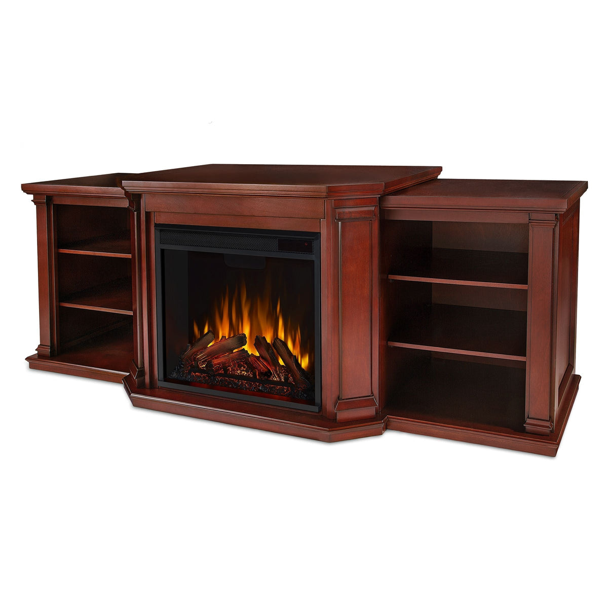 Flame Valmont Media Indoor Electric Fireplace TV Stand, 74-in, 1500W, Includes Remote Control & Firebox, Dark Mahogany Y7B1 - product image 1