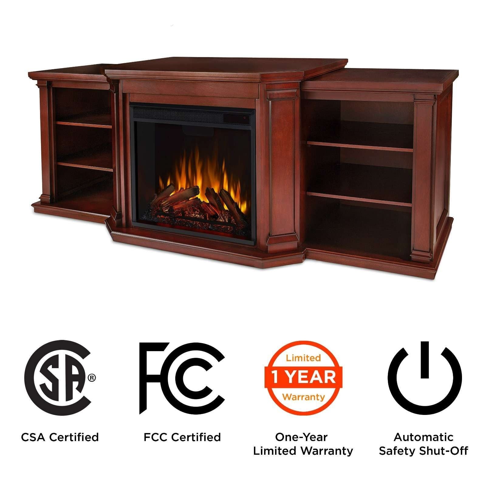 Flame Valmont Media Indoor Electric Fireplace TV Stand, 74-in, 1500W, Includes Remote Control & Firebox, Dark Mahogany Y7B1 - product image 7
