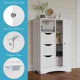 Home Ashland Single Door Bathroom & Laundry Storage Cabinet with 3 Drawers, Open Cubby & Adjustable Shelf, White X3U9 - product image 4