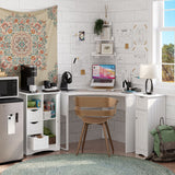 Home Ashland Single Door Bathroom & Laundry Storage Cabinet with 3 Drawers, Open Cubby & Adjustable Shelf, White X3U9 - product image 7