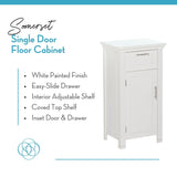 Home Somerset Single Door Bathroom & Laundry Storage Cabinet with Drawer & Adjustable Shelf, White T3Z0 - product image 4