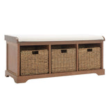 Lonan Wicker Storage Bench, Grey Wash/White, 16.1-in x 47-in x 19.9-in S7P8 - product image 1