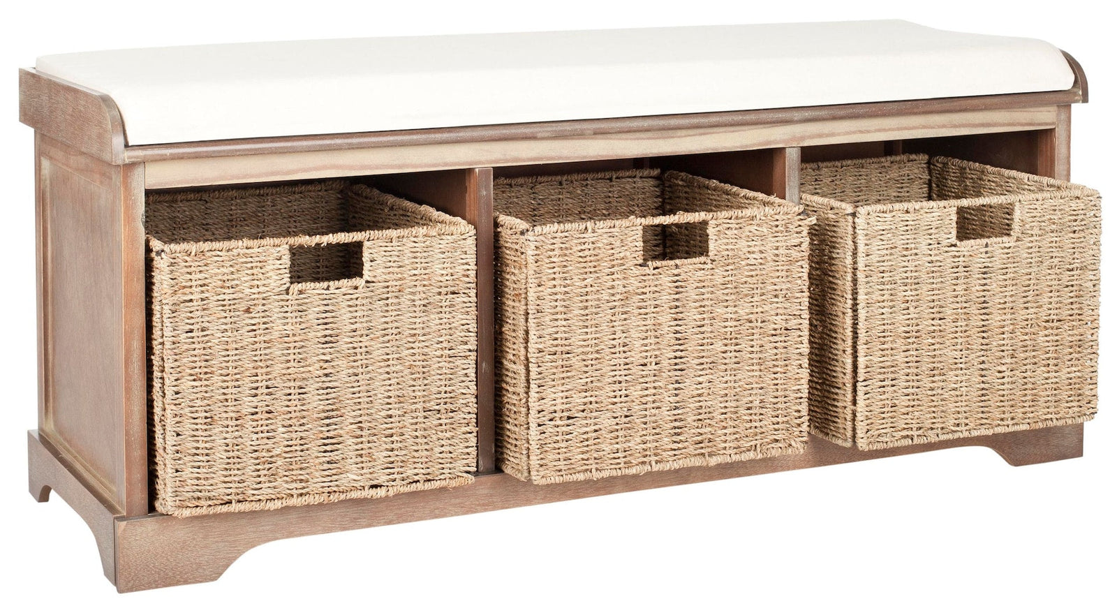 Lonan Wicker Storage Bench, Grey Wash/White, 16.1-in x 47-in x 19.9-in S7P8 - product image 2
